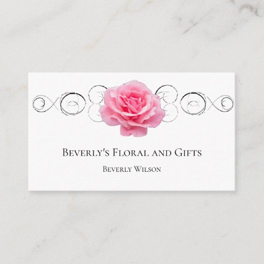 Roze Rose Floral Shop Visitekaartje (Voorkant)