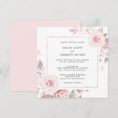 Roze Rose Floral Square Weddenschap Kaart (Voorkant / Achterkant)
