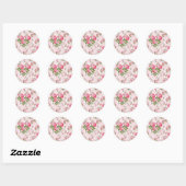 Roze Rose Floral Sticker (Vel)