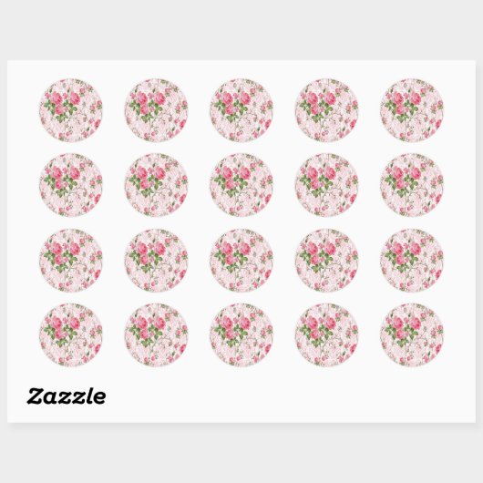 Roze Rose Floral Sticker (Vel)