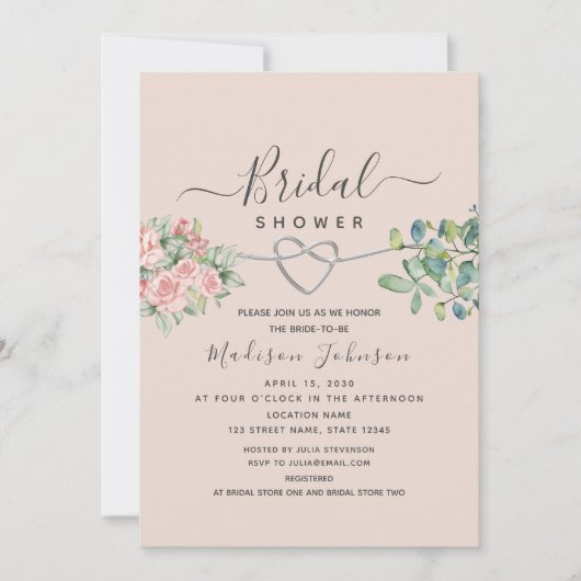 Roze Rose Floral Vrijgezellenfeest Kaart (Voorkant)