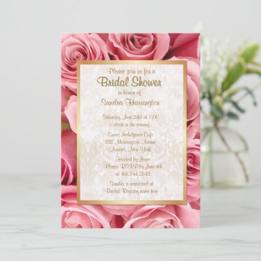 Roze Rose Floral Vrijgezellenfeest Kaart (Staand voorkant)