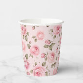 Roze Rose Floral Vrijgezellenfeest Papieren Bekers (Links)