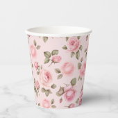 Roze Rose Floral Vrijgezellenfeest Papieren Bekers (Voorkant)
