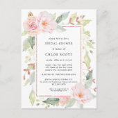 Roze Rose Floral Vrijgezellenfeest Uitnodiging Briefkaart (Voorkant)