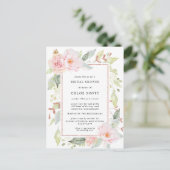 Roze Rose Floral Vrijgezellenfeest Uitnodiging Briefkaart (Staand voorkant)