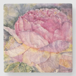 Roze Rose Floral Waterverf Design Stone Onderzette Stenen Onderzetter