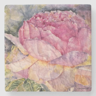 Roze Rose Floral Waterverf Design Stone Onderzette Stenen Onderzetter