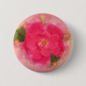 Roze Rose Floral Waterverf Ronde Button 5,7 Cm (Voorkant)