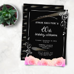 Roze Rose Floral Waterverf Stripes 60th Birthday Kaart<br><div class="desc">Roze Rose Floral Waterverf Stripes 60th Birthday Invitation. Viel de 60ste verjaardag van een speciale vrouw met een levendige uitnodiging! Dit ontwerp is voorzien van roze rozen en waterverf strepen die een verbluffend uiterlijk creëren. Nodig je speciale gast uit om mee te doen voor een onvergetelijke avond van feest en...</div>