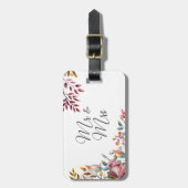 Roze Rose Floral Wedding Mr & Mrs Travel Bag Label Bagagelabel (Voorkant verticaal)
