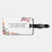 Roze Rose Floral Wedding Mr & Mrs Travel Bag Label Bagagelabel (Achterkant horizontaal)