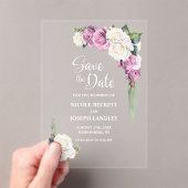 Roze Rose Floral Wedding Save the Date Acryl Uitnodigingen (Insitu (Draagbaar))