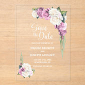 Roze Rose Floral Wedding Save the Date Acryl Uitnodigingen (Voorkant)