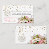 Roze Rose Floral Wedding - Weddenschap Website Informatiekaartje (Voorkant / Achterkant)