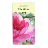 Roze Rose Floral Wine Label (Voorkant)