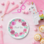 Roze Rose Floral Wreath Papieren Bordje (Feest)