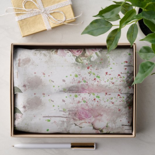 Roze Rose Florals ontkoppeling Tissuepapier (Geschenk)