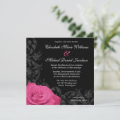 Roze Rose Flourish Wedding Kaart (Staand voorkant)