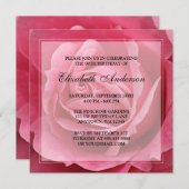 Roze Rose Flower 80th Birthday Party Kaart (Voorkant / Achterkant)