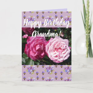 Roze Rose Flower Floral Birthday Grandma art Kaart