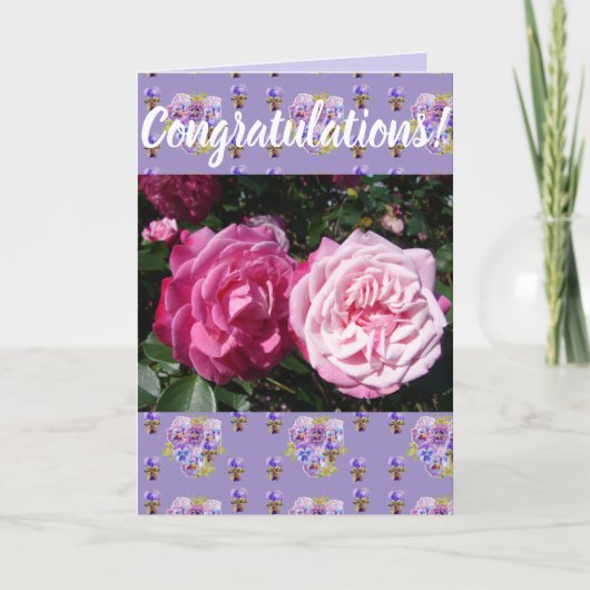 Roze Rose Flower Floral Congatulation art Kaart (Voorkant)