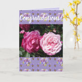 Roze Rose Flower Floral Congatulation art Kaart (Gele Bloem)