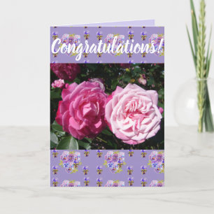 Roze Rose Flower Floral Congatulation art Kaart
