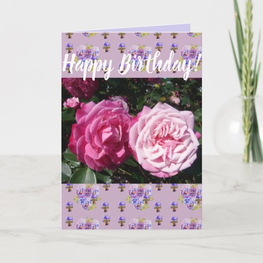 Roze Rose Flower Floral Happy Birthday art Kaart (Voorkant)