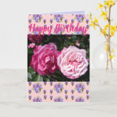 Roze Rose Flower Floral Happy Birthday art Kaart (Gele Bloem)