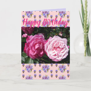 Roze Rose Flower Floral Happy Birthday art Kaart