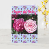 Roze Rose Flower Floral Happy Birthday art Kaart (Gele Bloem)