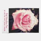Roze Rose Flower Foto Best Grandma Script Theedoek (Horizontaal)