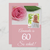 Roze Rose Flower Funny Foto Floral 60th Birthday (Voorkant / Achterkant)