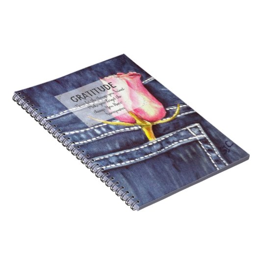 Roze Rose Flower Gratitude Notitieboek (Rechterzijde)