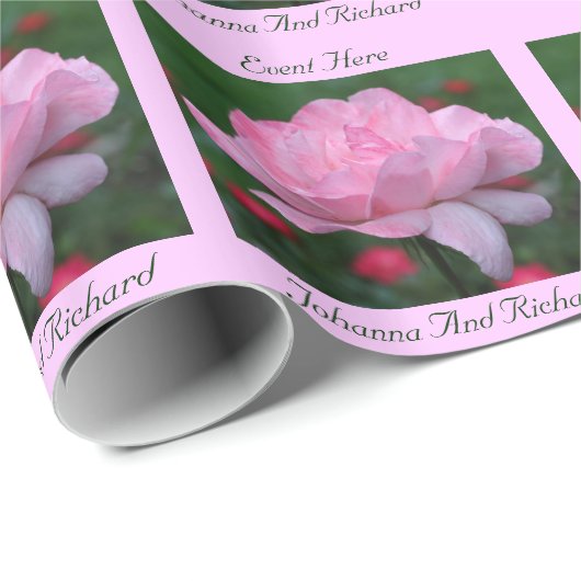 Roze Rose Flower Personalized Event Cadeaupapier (Rol Hoek)