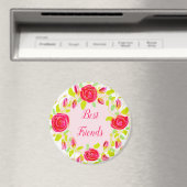 Roze Rose Flowered Magneet (Insitu (Vaatwasser))