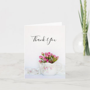 Roze Rose Flowers in Teapot Weddenschap Bedankt