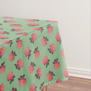 Roze Rose Flowers op Light Green Tafelkleed