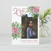Roze Rose Foto Afstuderen Aankondiging (Staand voorkant)