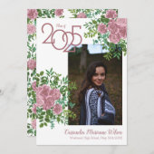 Roze Rose Foto Afstuderen Aankondiging (Voorkant / Achterkant)