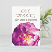 Roze Rose Foto Elegante bruiloft uitnodiging (Staand voorkant)