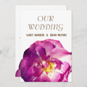 Roze Rose Foto Elegante bruiloft uitnodiging (Voorkant / Achterkant)