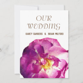 Roze Rose Foto Elegante bruiloft uitnodiging