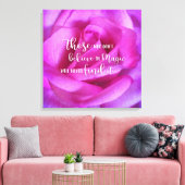 Roze Rose Foto Geloof in Magic Quote Script Bold Canvas Afdruk (Insitu (Woonkamer))