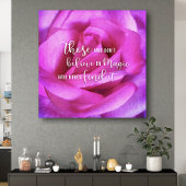 Roze Rose Foto Geloof in Magic Quote Script Bold Canvas Afdruk