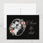 Roze Rose Foto Weddenschap Save the Date Aankondigingskaart (Voorkant / Achterkant)