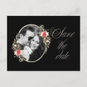 Roze Rose Foto Weddenschap Save the Date Aankondigingskaart (Voorkant)