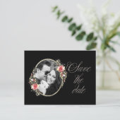 Roze Rose Foto Weddenschap Save the Date Aankondigingskaart (Staand voorkant)