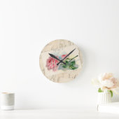 Roze Rose Frans Briefkaart wandklok (Huis)